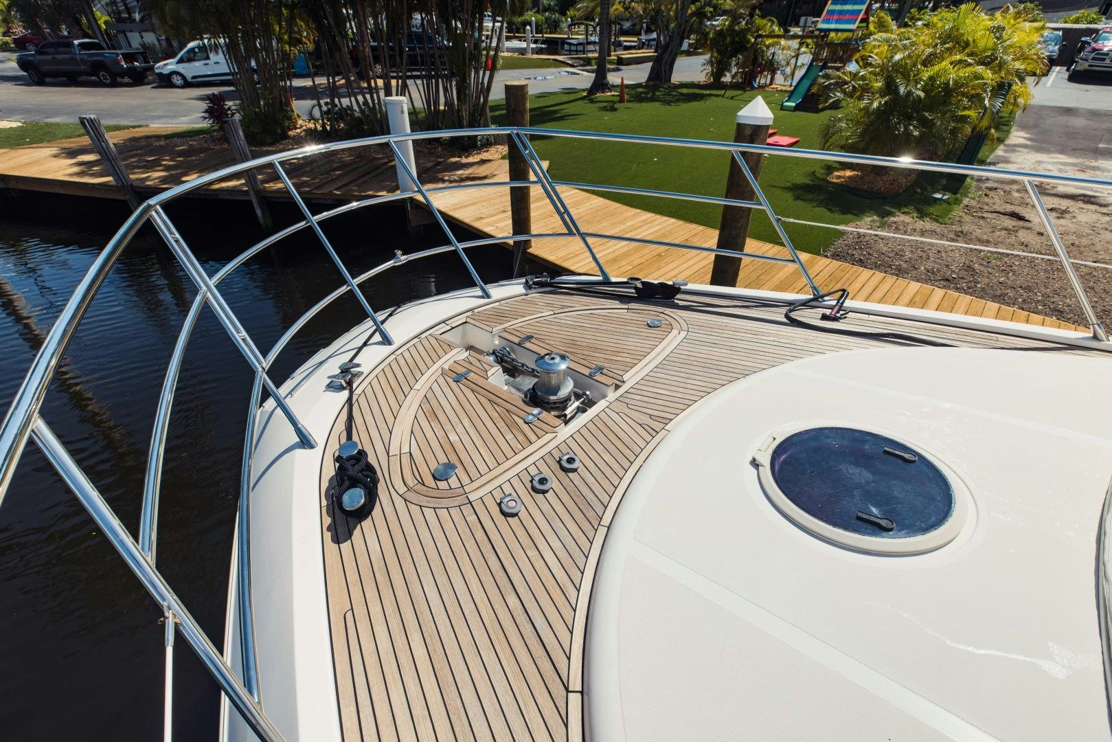 the inside of a car aboard Azimut 70 Yacht for Sale