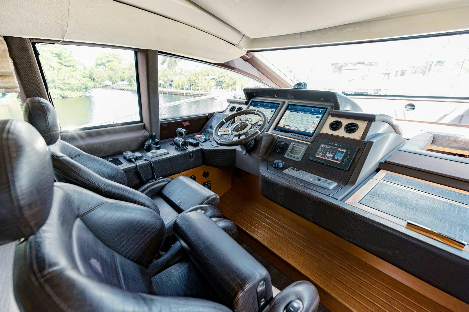 inside of a car aboard Azimut 70 Yacht for Sale