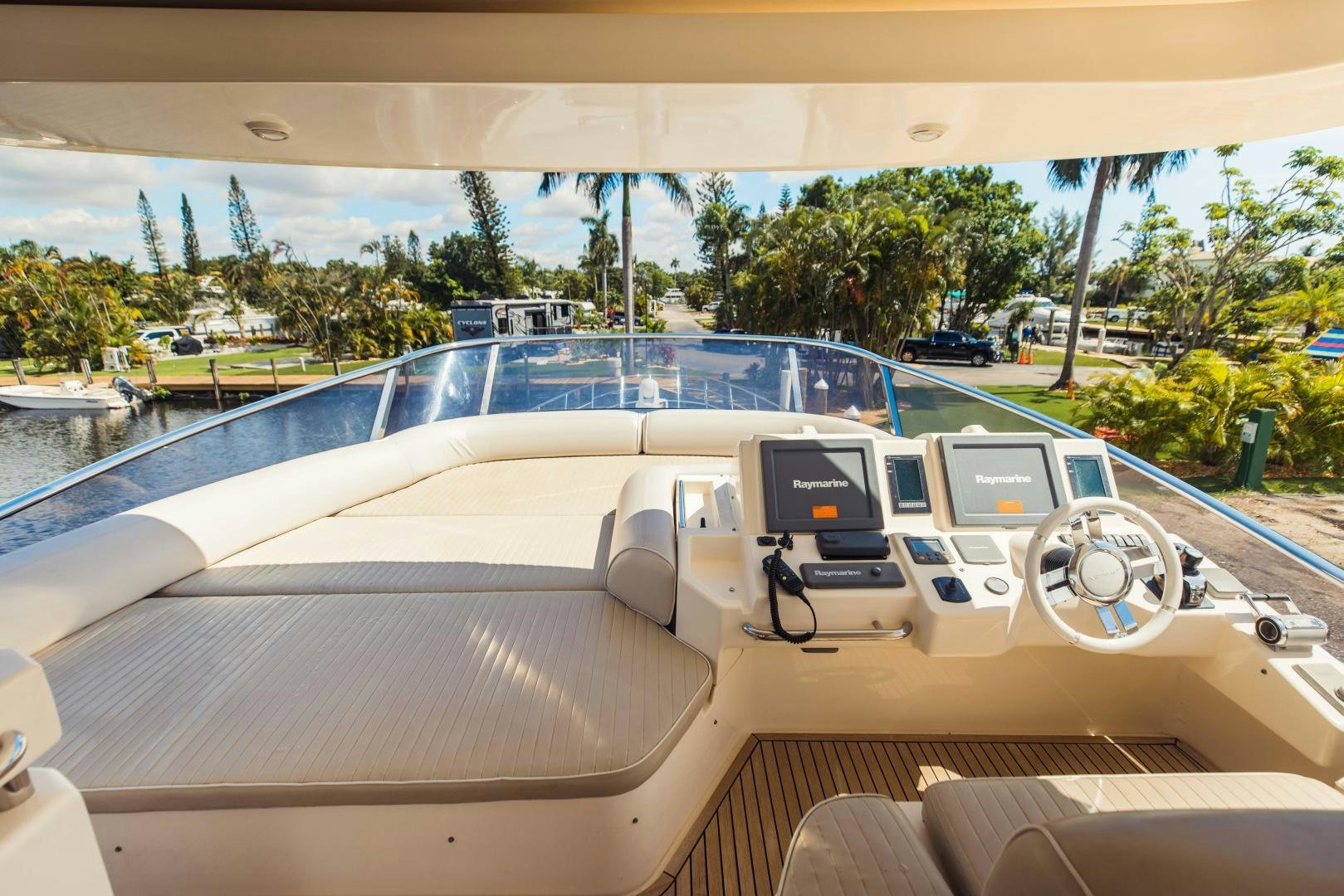 inside of a car aboard Azimut 70 Yacht for Sale