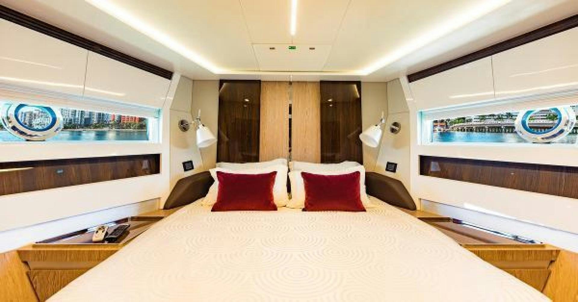 a large bed in a room aboard SEA BAR Yacht for Sale