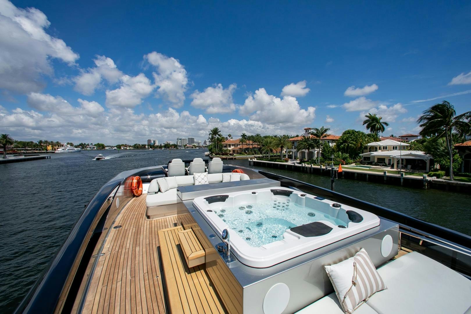 a deck with a boat on it aboard CHOP CHOP Yacht for Sale