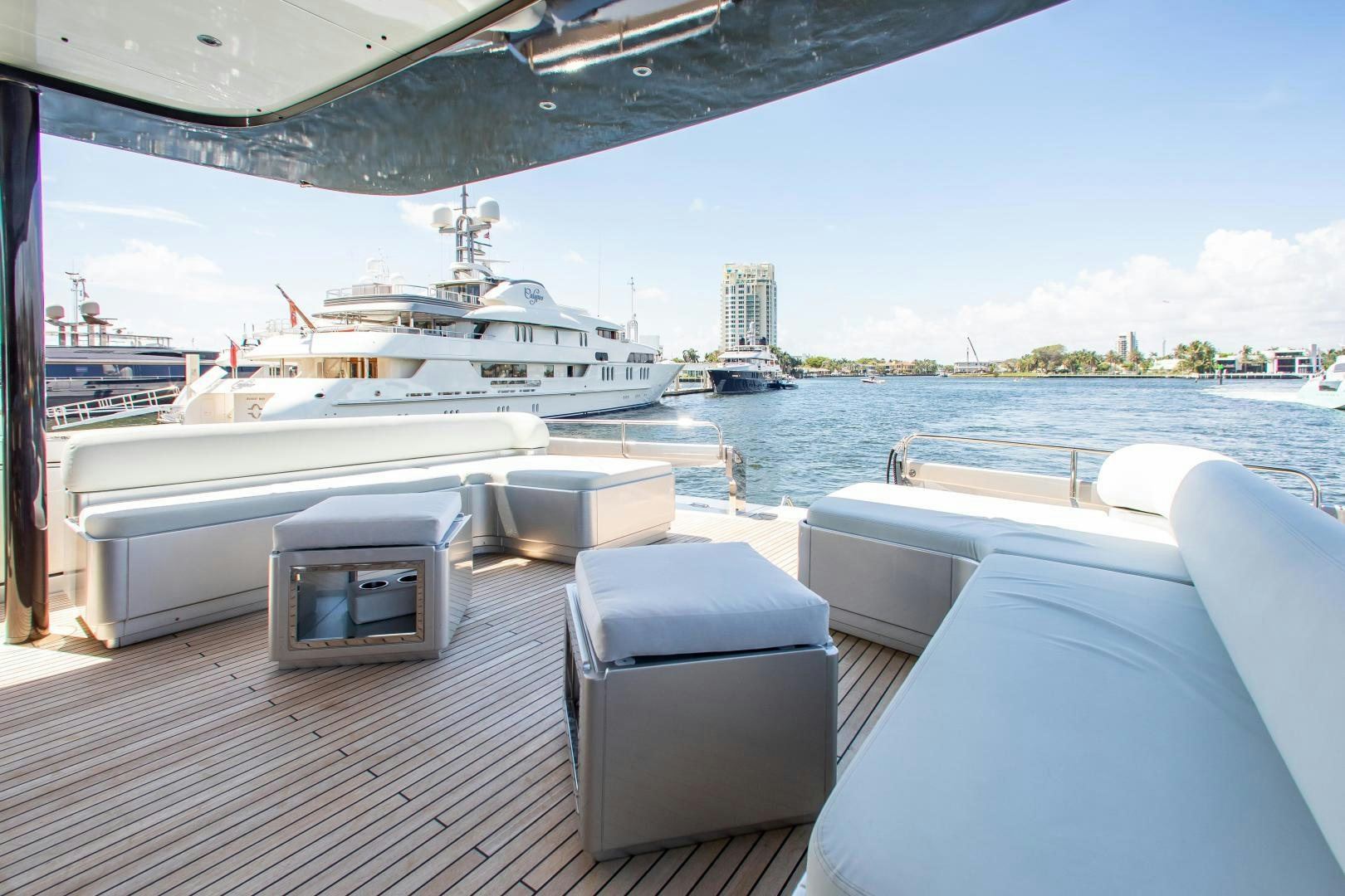 a boat on a dock aboard CHOP CHOP Yacht for Sale