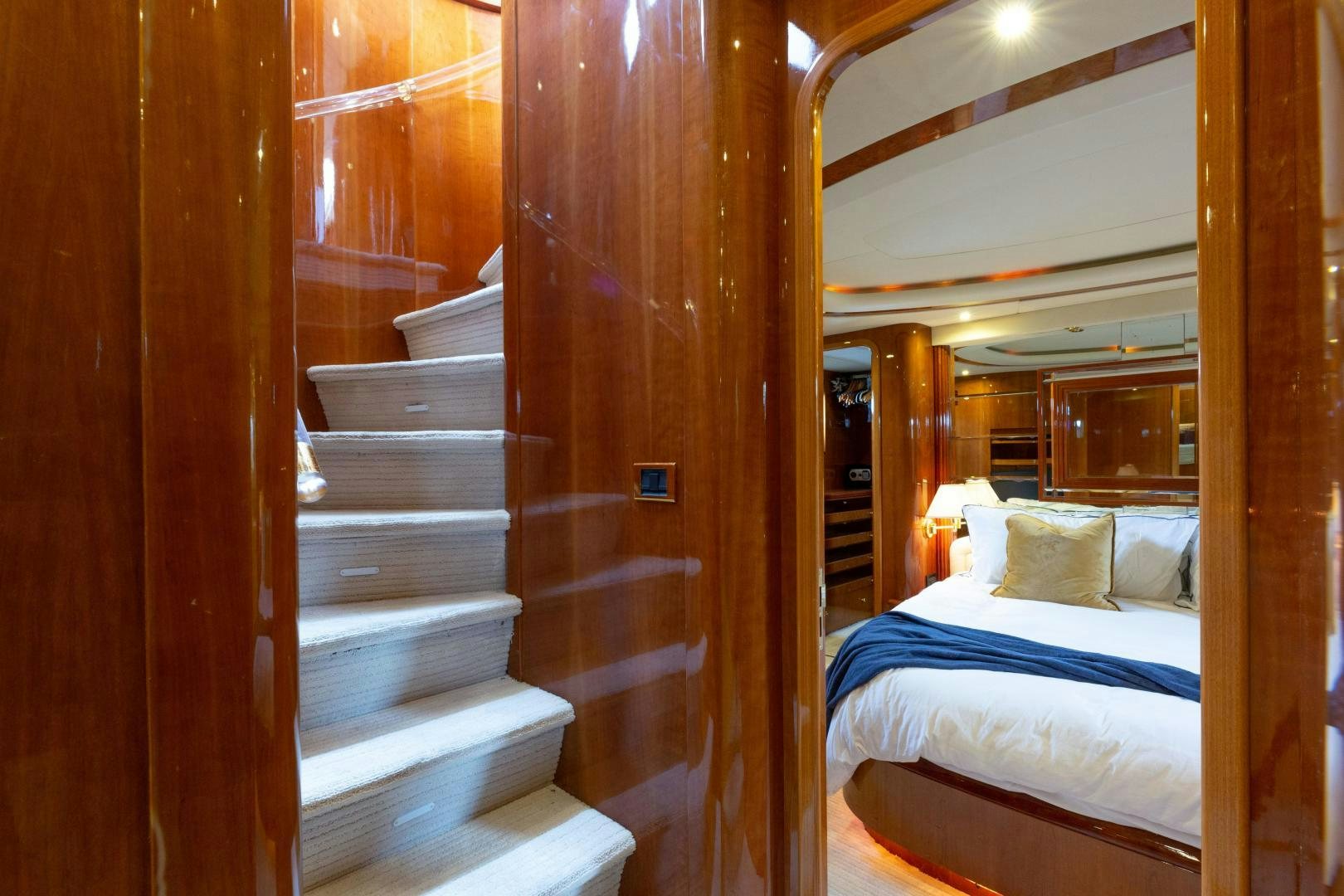 a bed in a room aboard GRAVITY Yacht for Sale