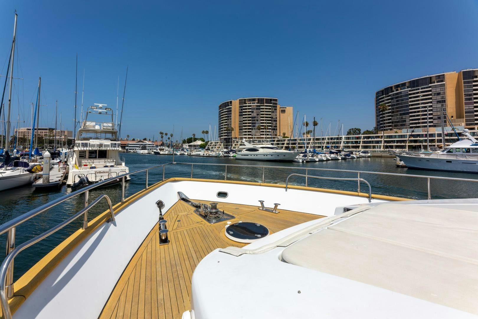 a boat dock with boats aboard GRAVITY Yacht for Sale