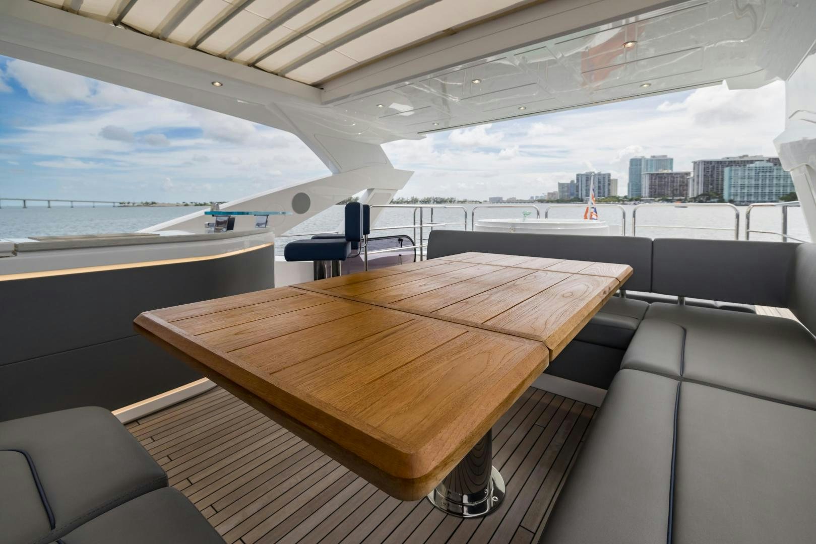a table on a boat aboard MR. G Yacht for Sale