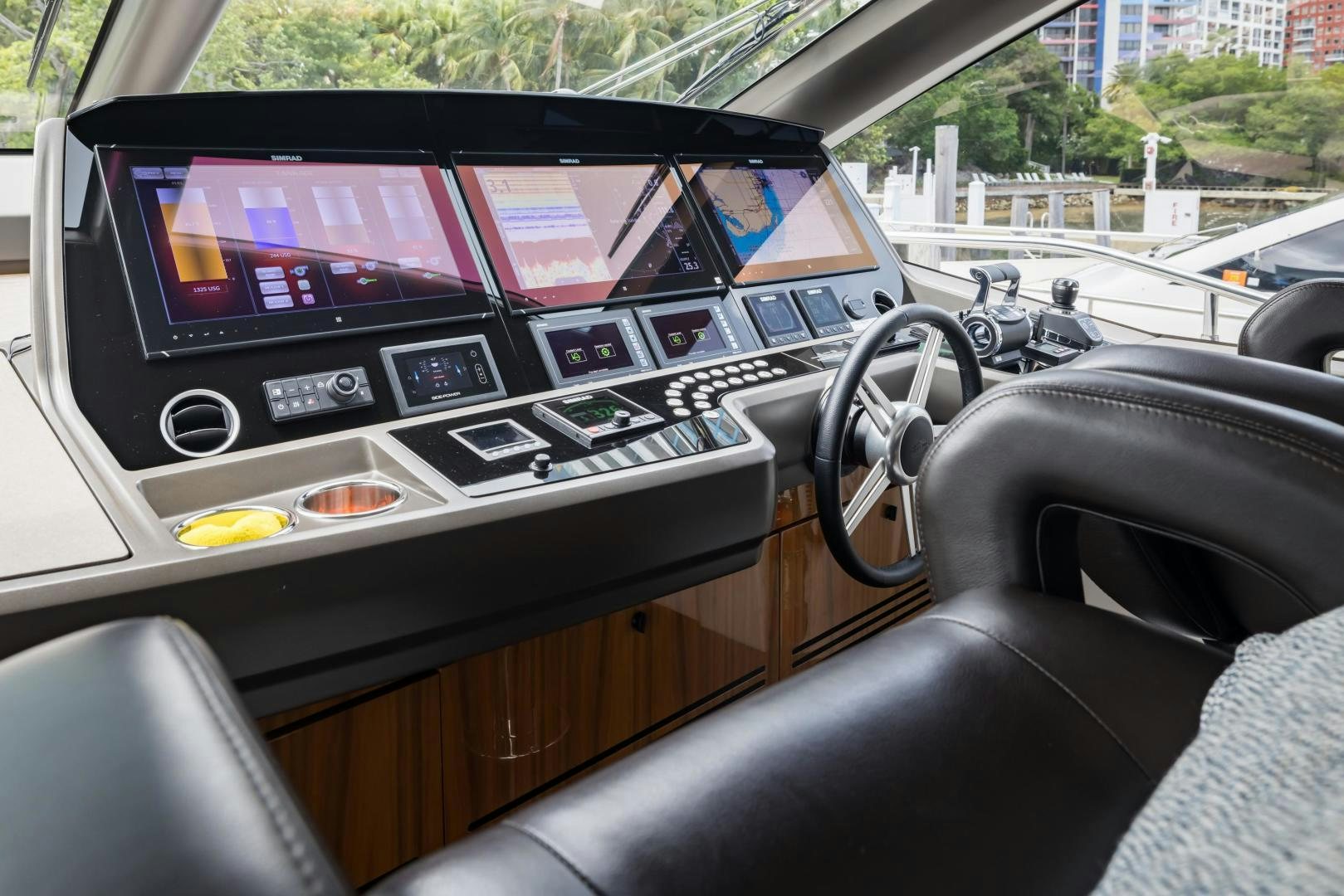 inside of a car aboard MR. G Yacht for Sale