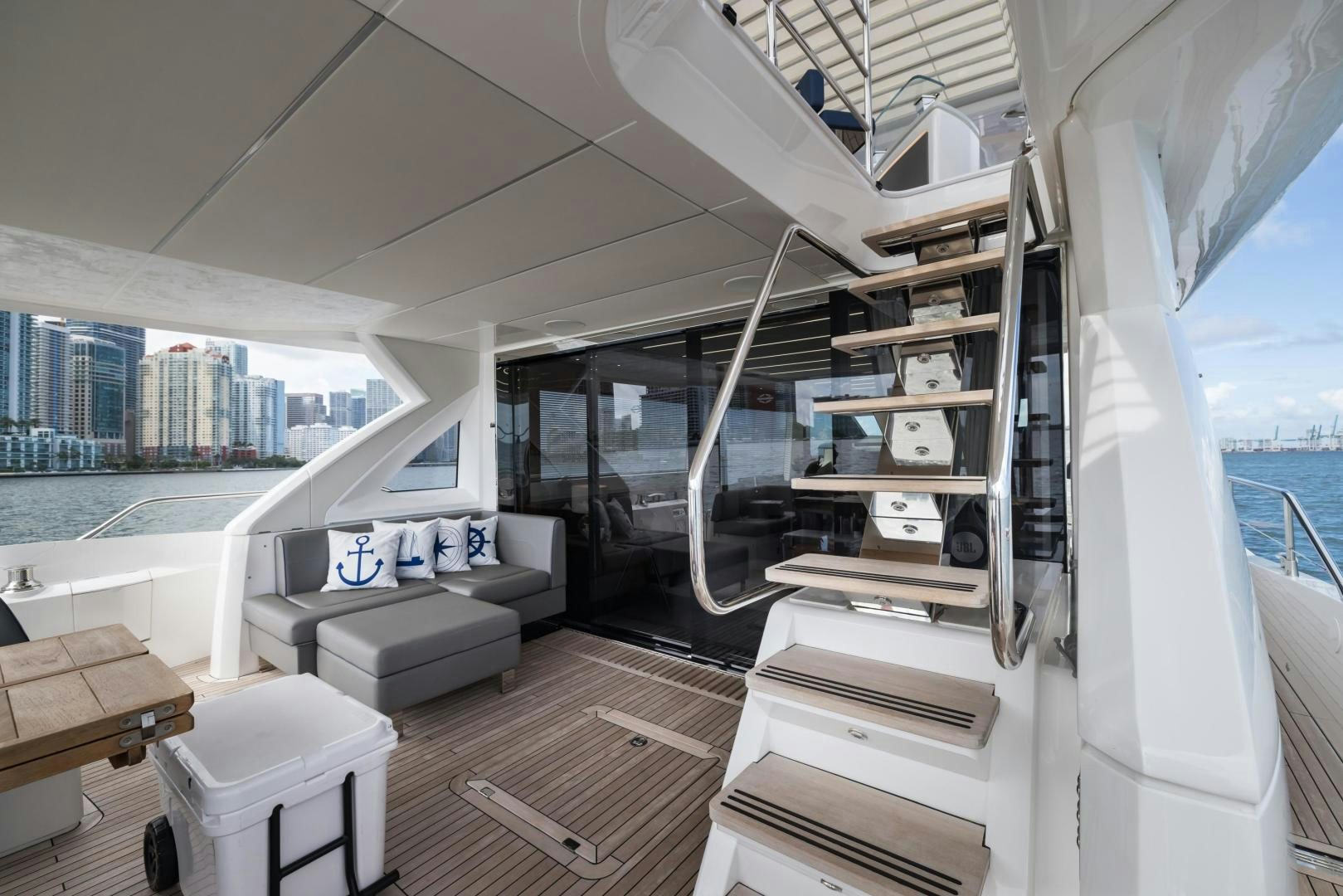 a room with a bed and a desk aboard MR. G Yacht for Sale