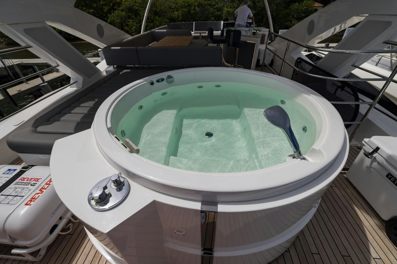 a pool on a deck aboard MR. G Yacht for Sale