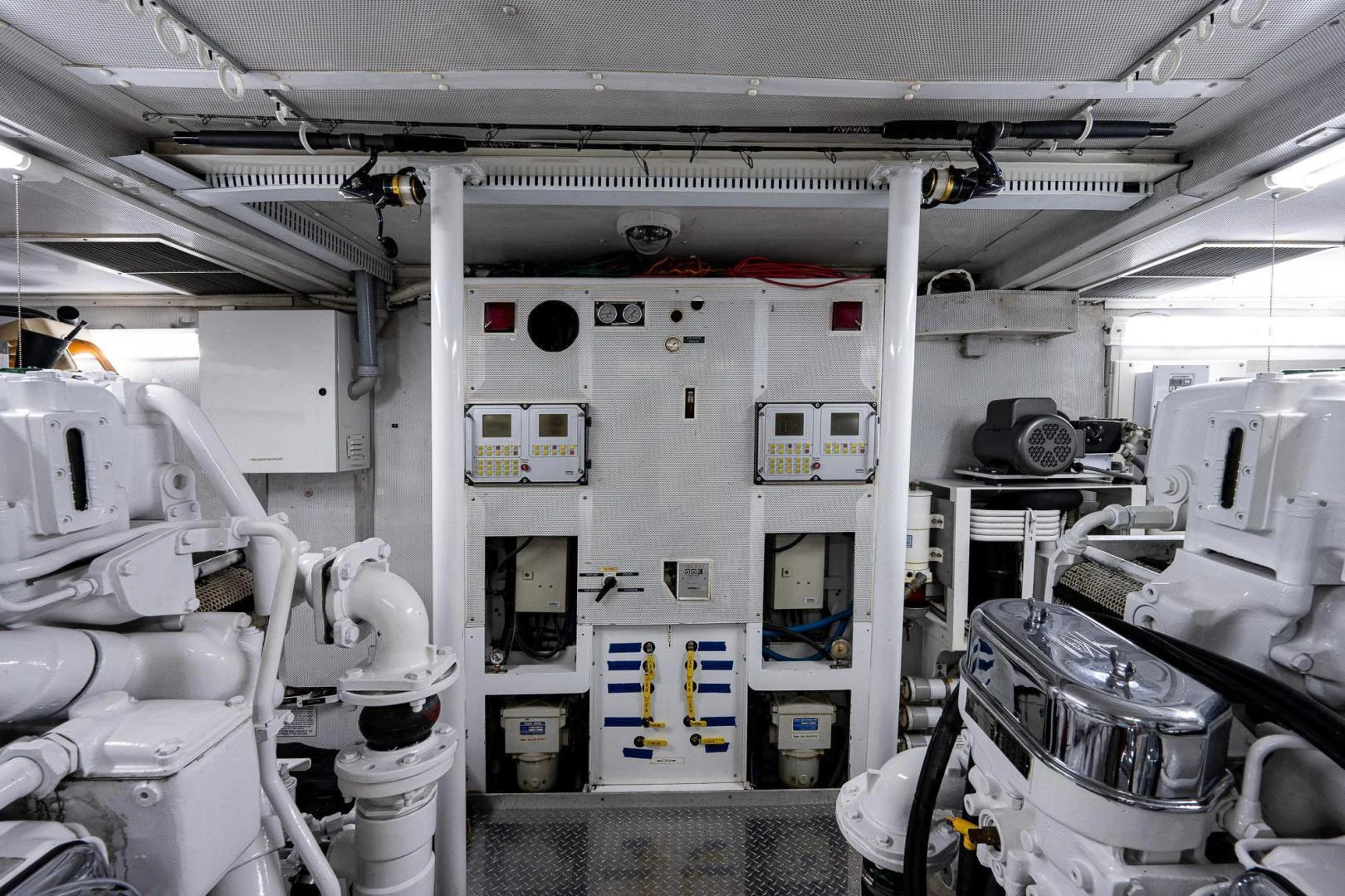 a room with machinery and pipes aboard ATLANTIC Yacht for Sale
