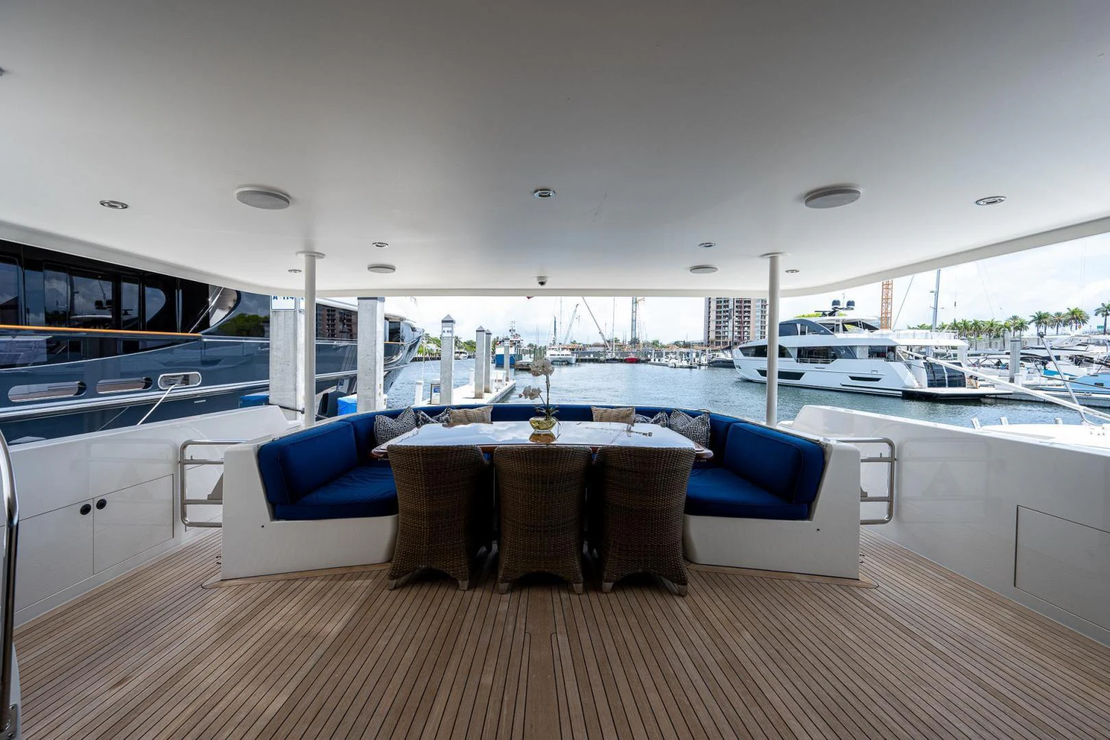 a room with a table and chairs aboard ATLANTIC Yacht for Sale