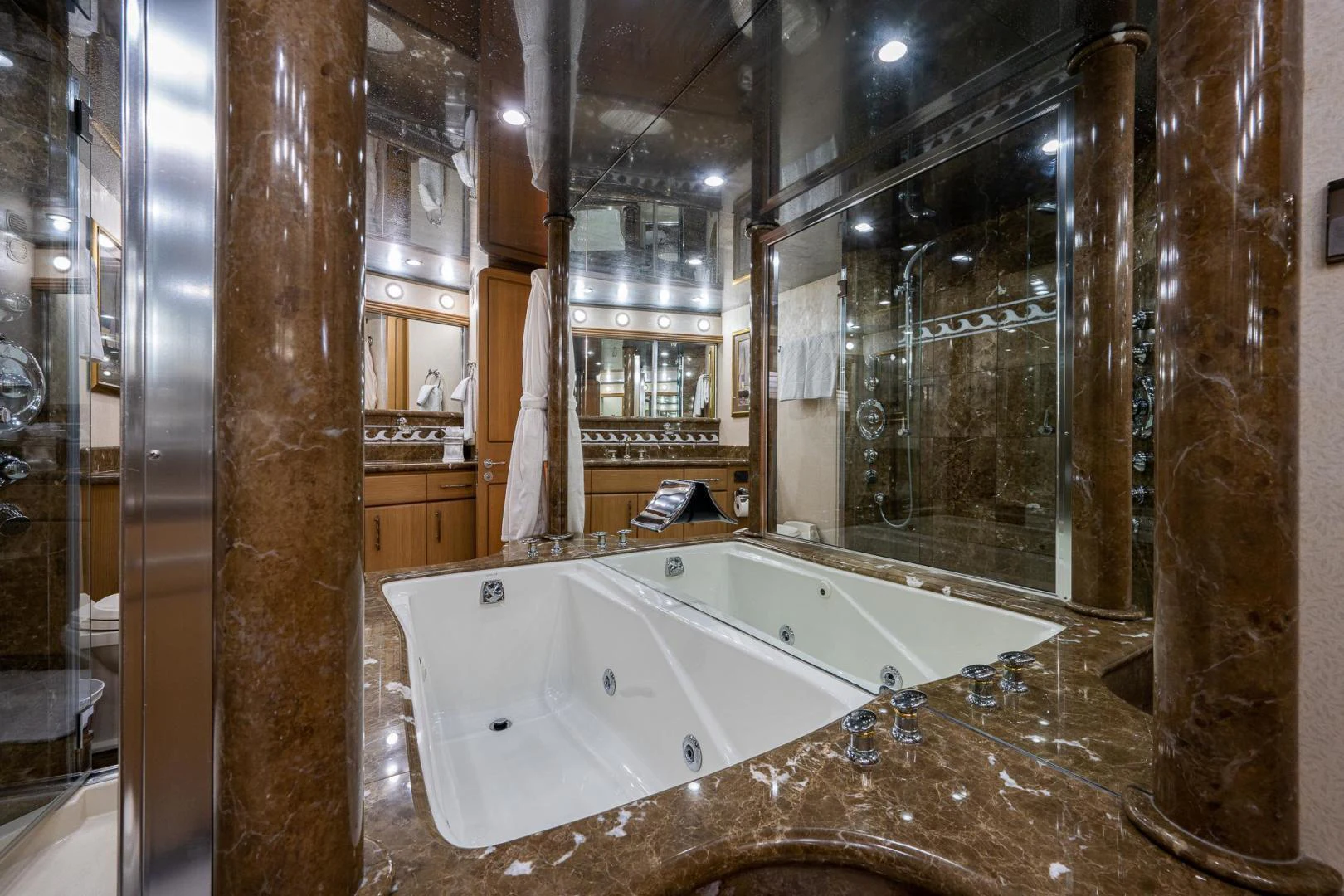 a bathroom with a large bathtub aboard ATLANTIC Yacht for Sale