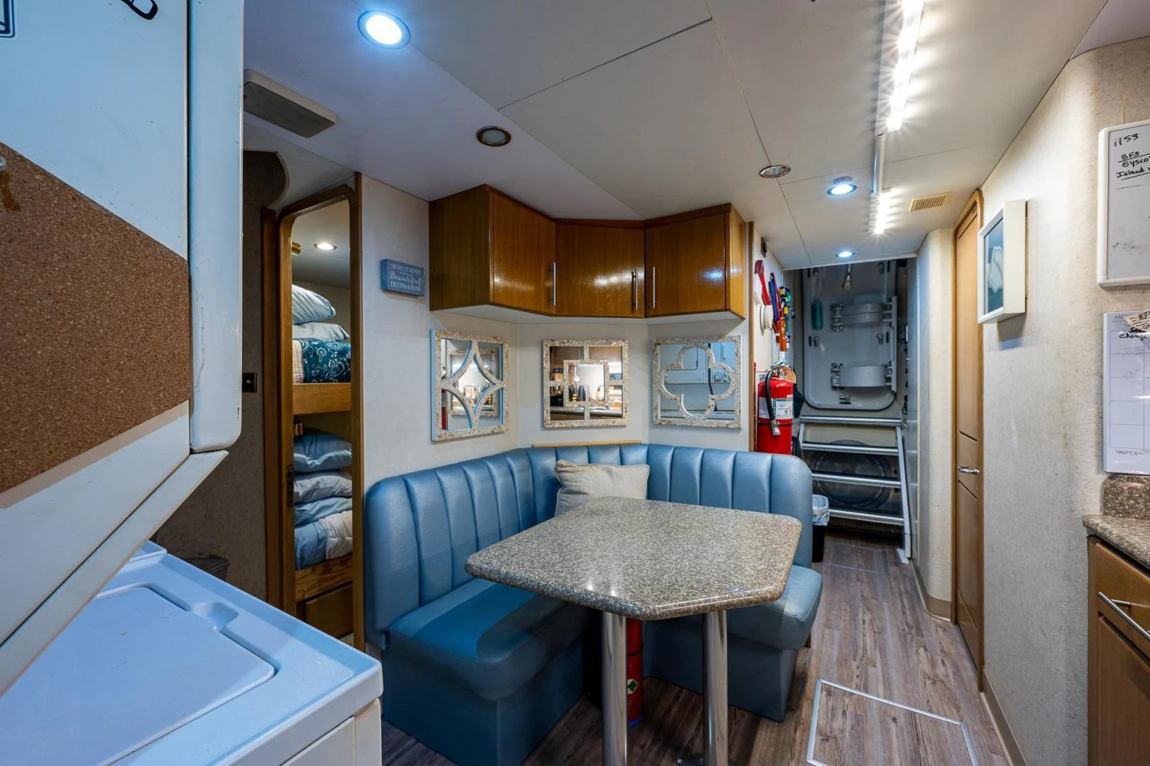 a kitchen and dining area aboard ATLANTIC Yacht for Sale