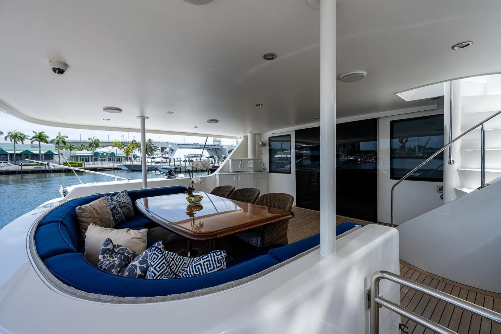 a living room with a table and chairs aboard ATLANTIC Yacht for Sale