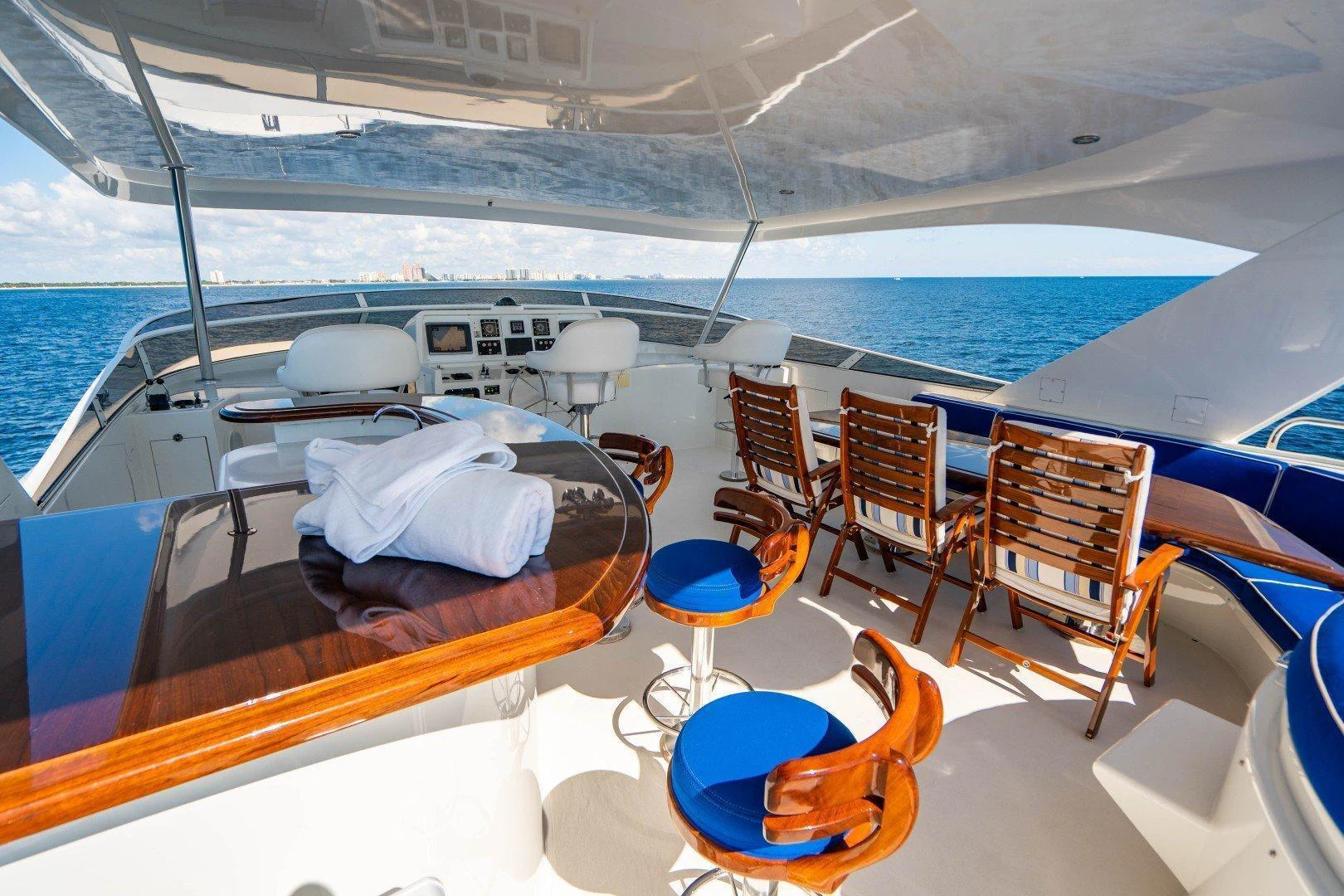 a boat with chairs on it aboard ATLANTIC Yacht for Sale