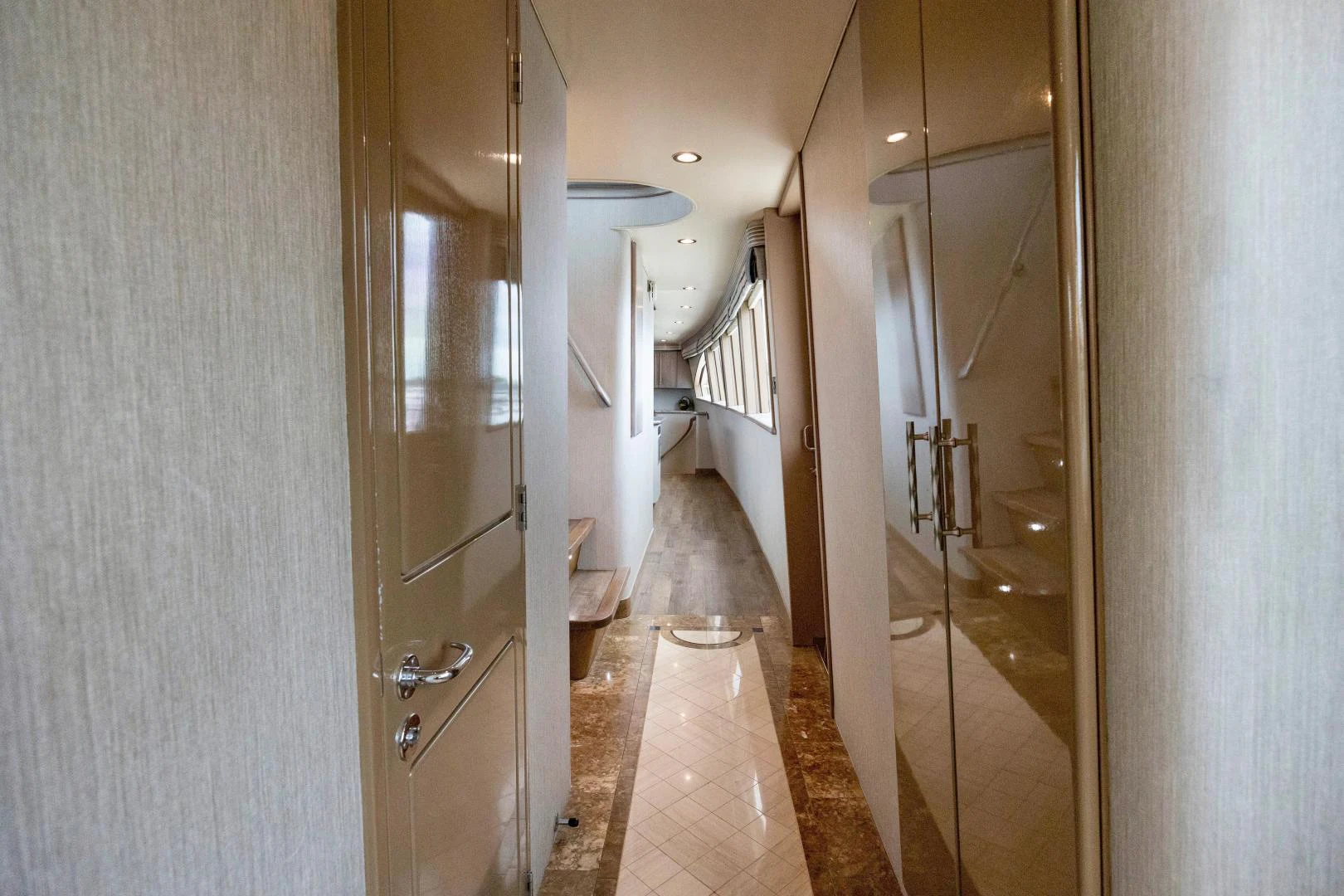 a bathroom with a glass shower aboard ATLANTIC Yacht for Sale