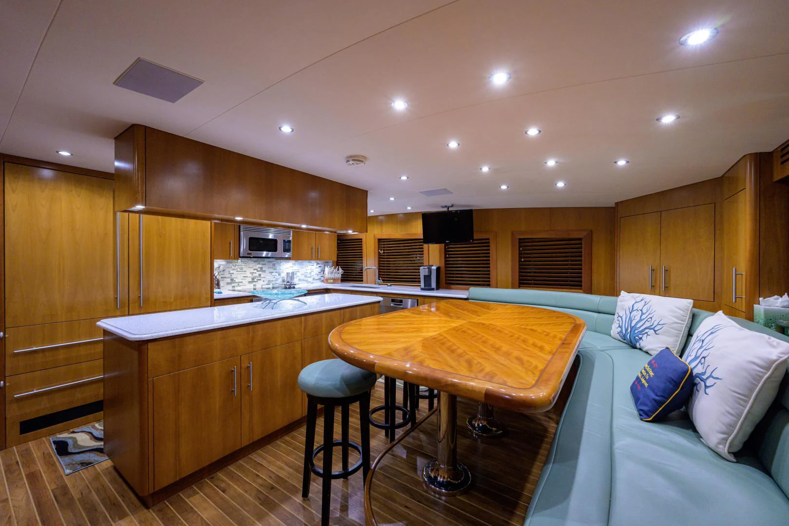 a kitchen and living room area aboard IRISH EI'S Yacht for Sale