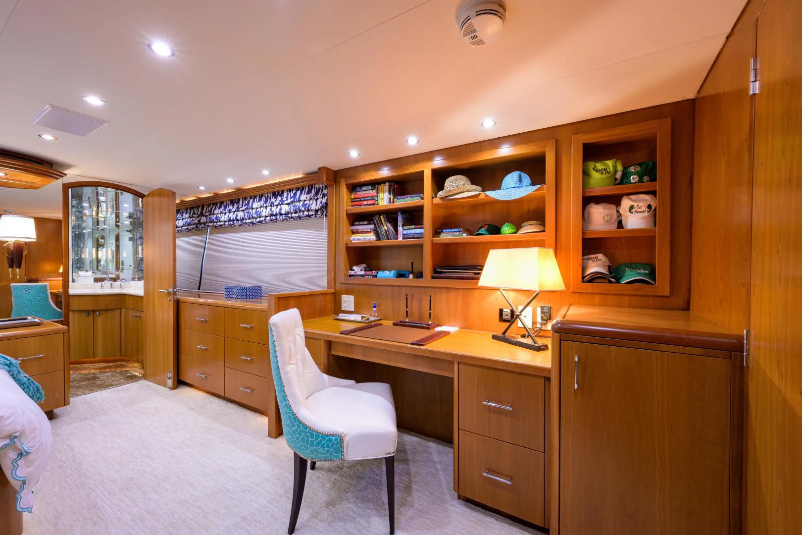 a room with a desk and a chair aboard IRISH EI'S Yacht for Sale