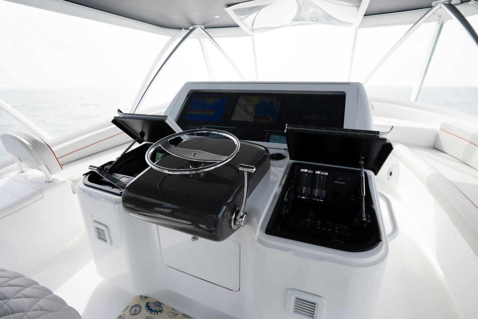 the inside of a car aboard DAWG DAZE Yacht for Sale