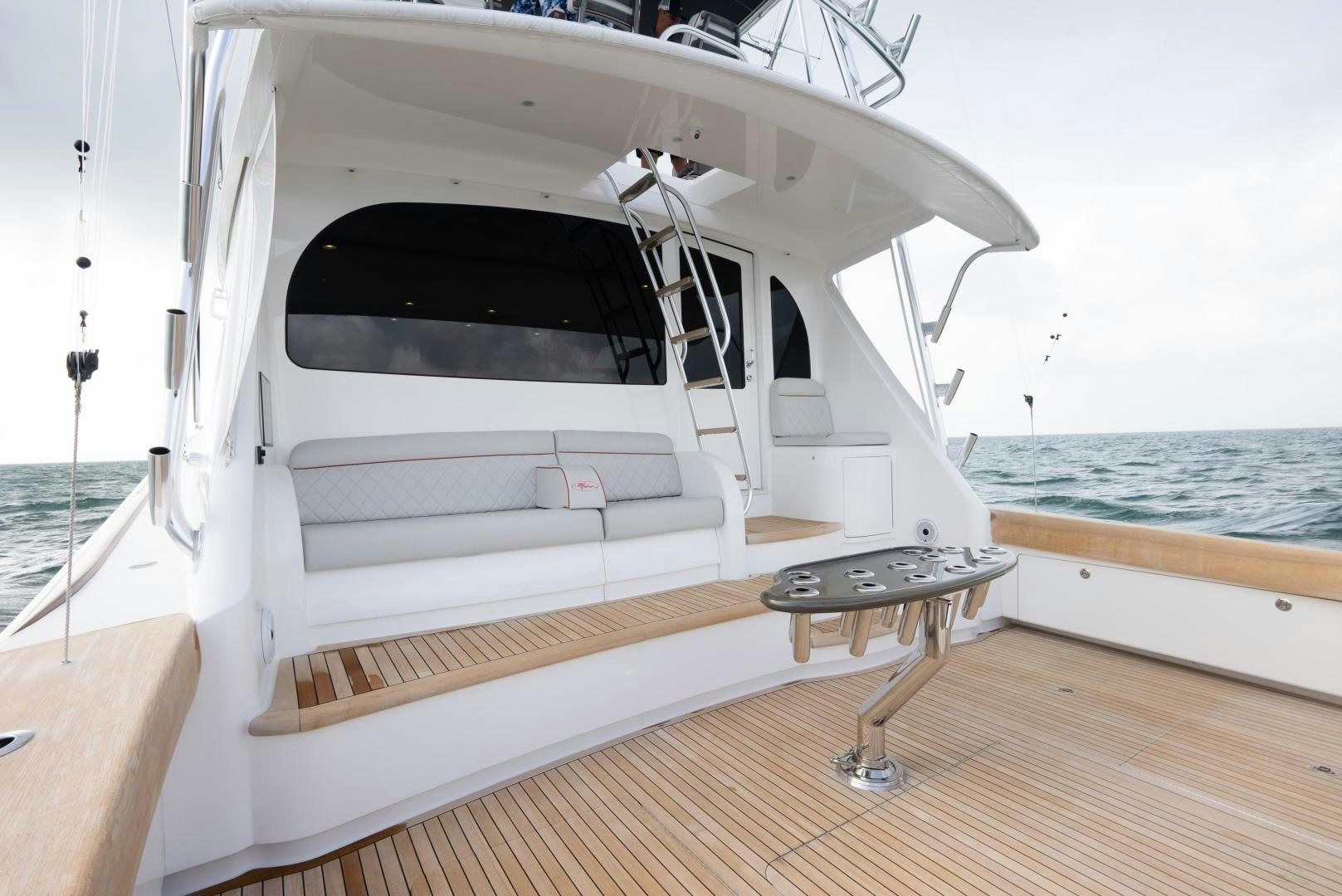 a boat on a deck aboard DAWG DAZE Yacht for Sale