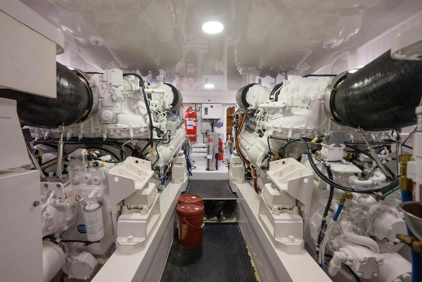 a room with machinery and pipes aboard DAWG DAZE Yacht for Sale