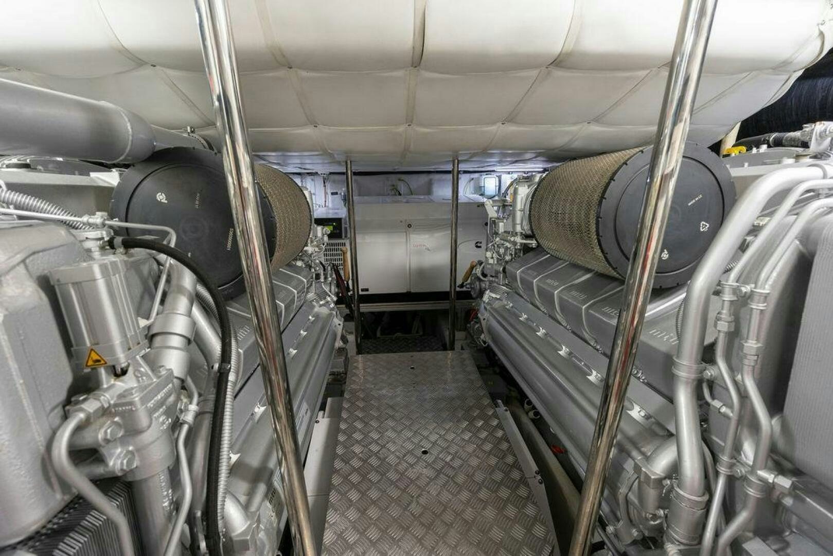 a room with pipes and pipes aboard VIDI Yacht for Sale