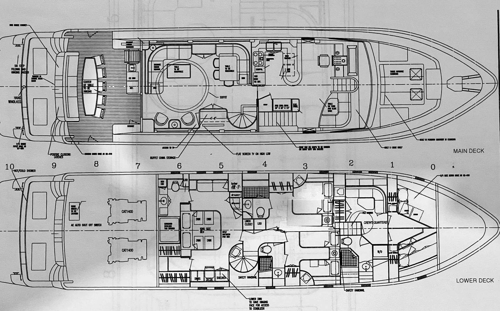 diagram, engineering drawing aboard GRACE Yacht for Sale