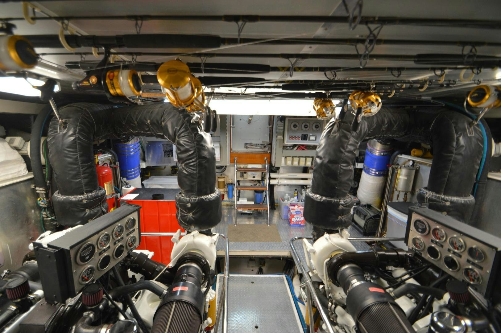 a room full of machines aboard GRACE Yacht for Sale