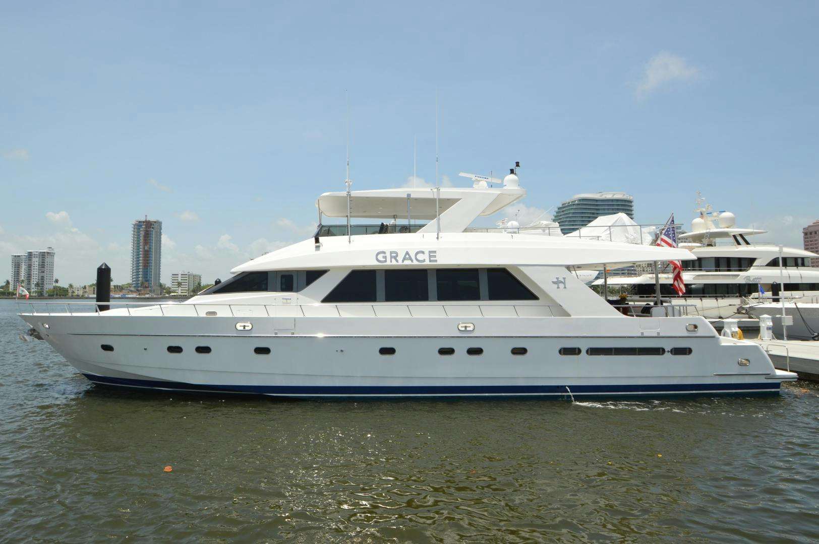 a large white boat aboard GRACE Yacht for Sale