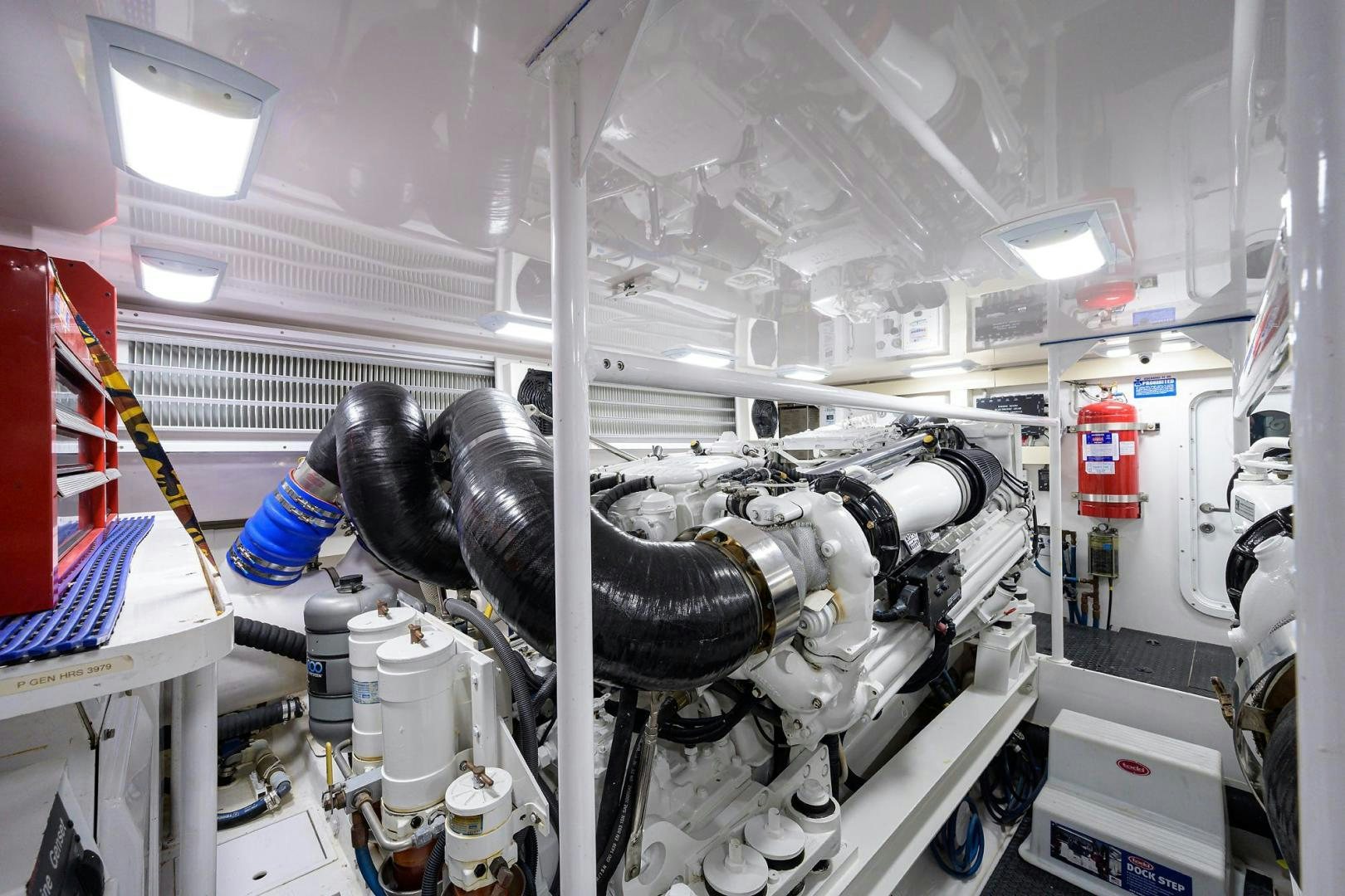 a machine with a large engine aboard LA LADY Yacht for Sale