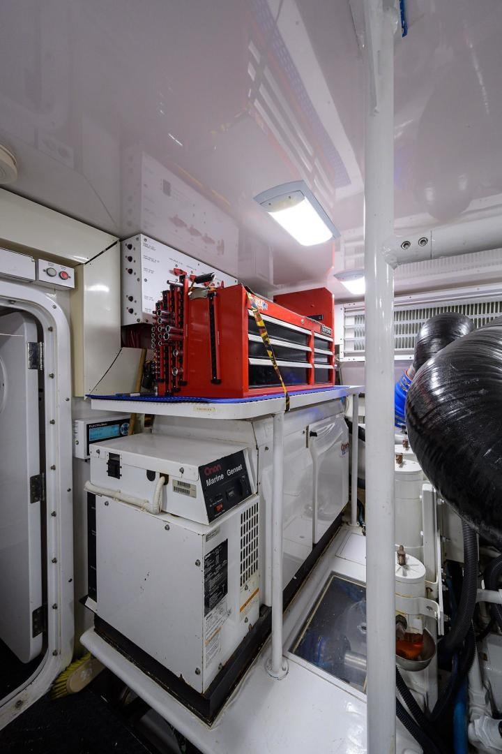 a room with machinery aboard LA LADY Yacht for Sale