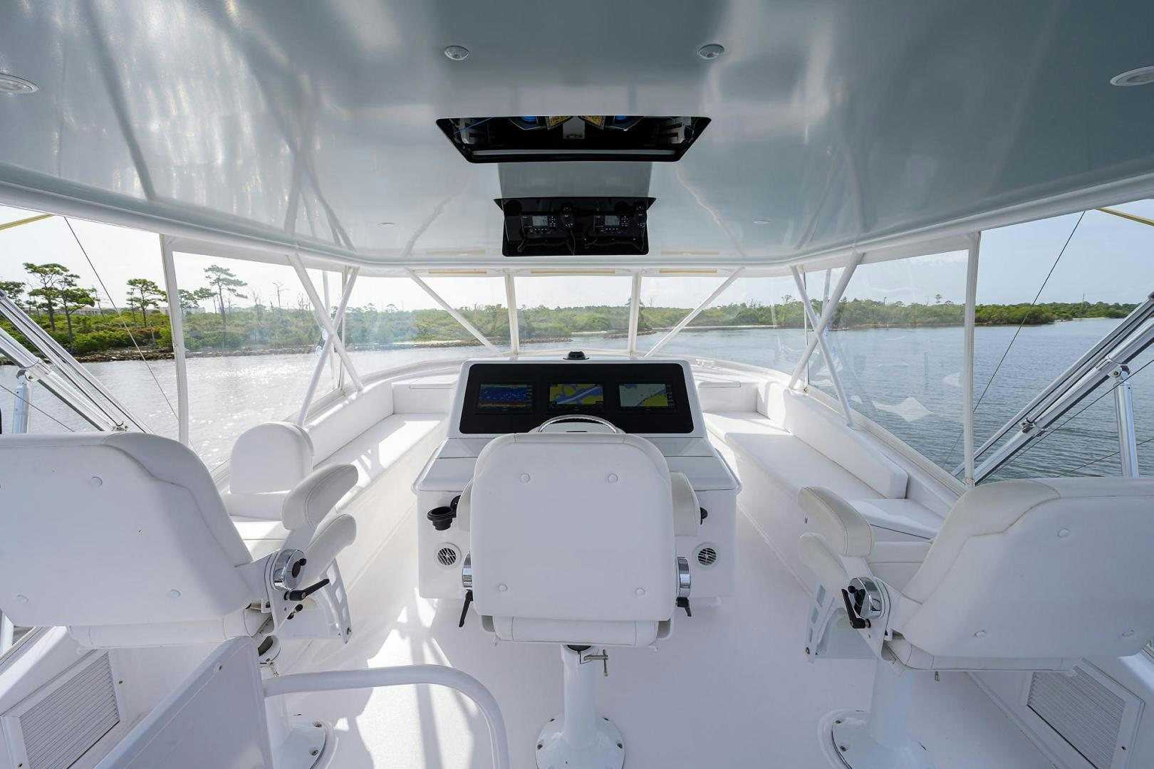 inside of a white car aboard LA LADY Yacht for Sale