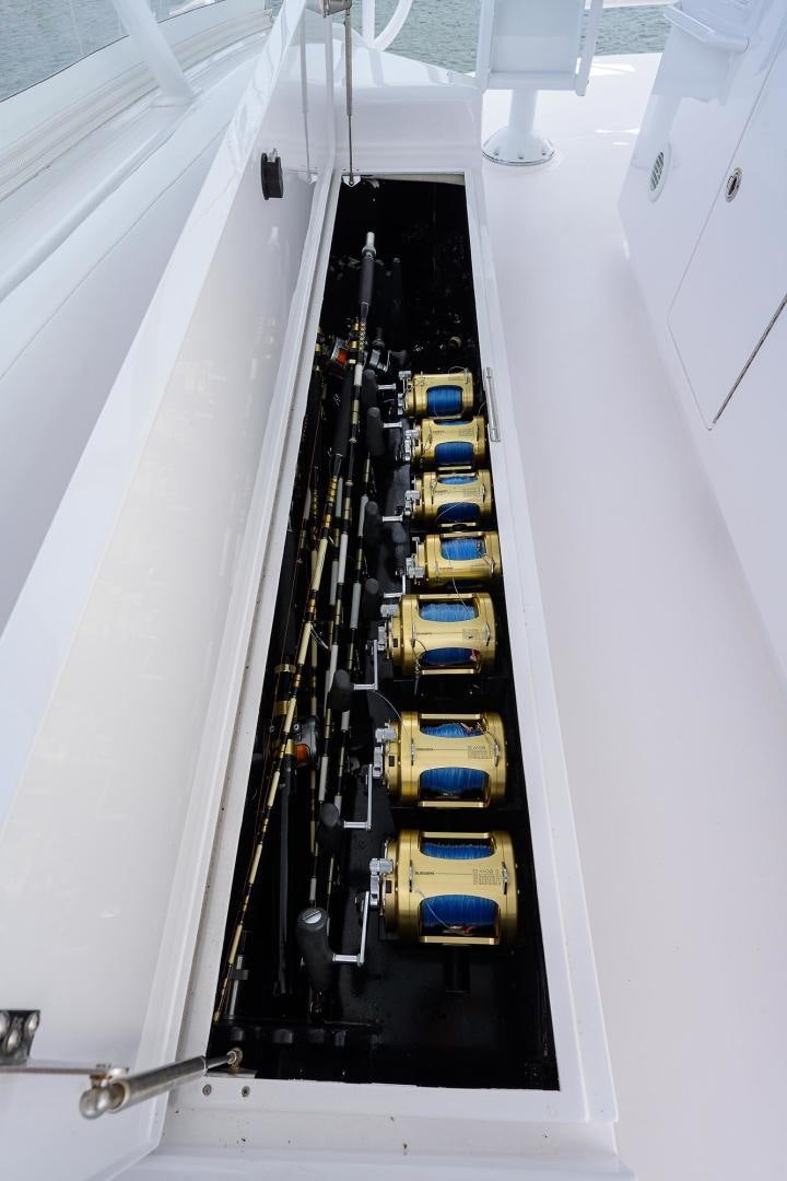 a long hallway with a set of stairs aboard LA LADY Yacht for Sale