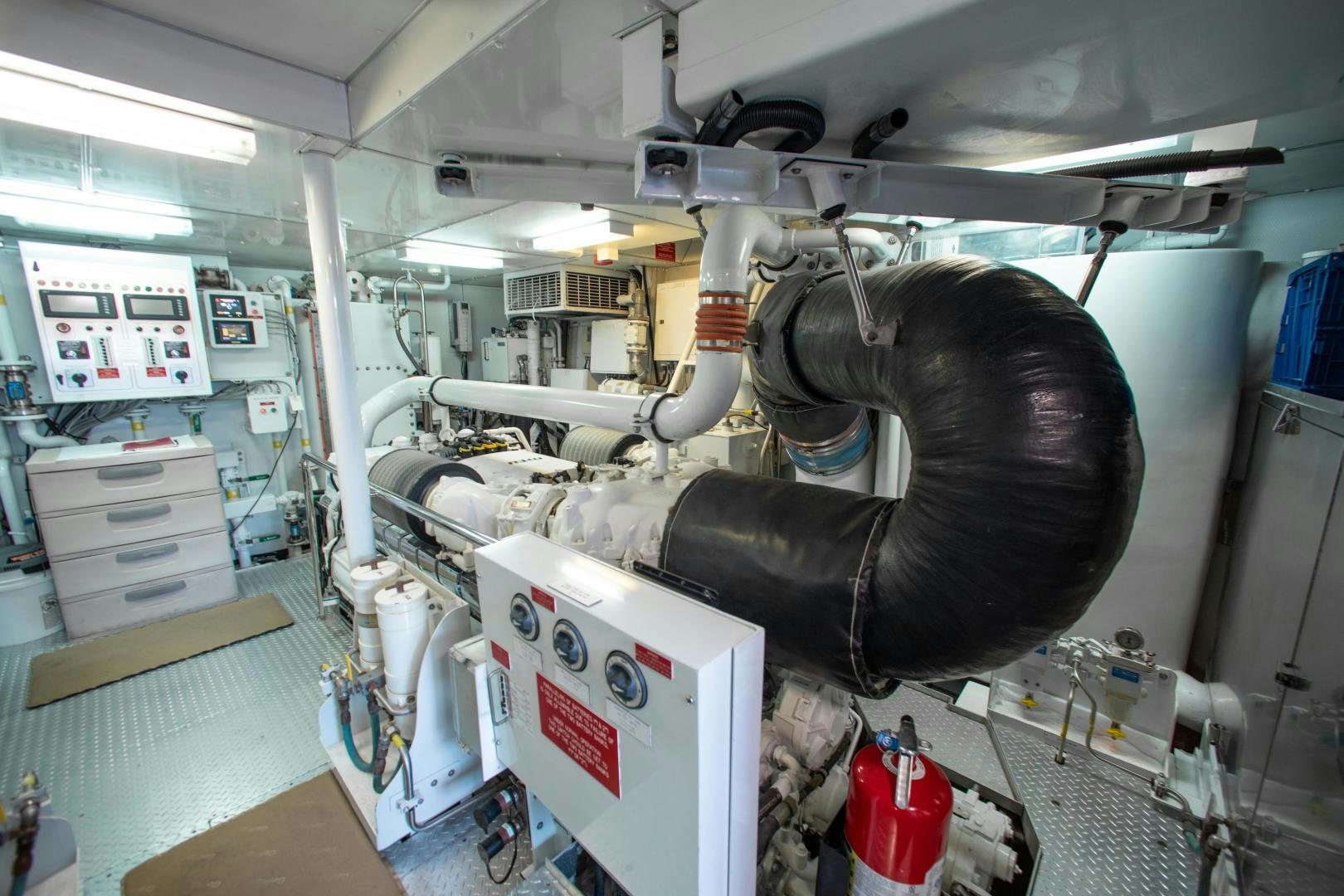 a large black object with a long tube attached to it aboard BLACKSHEEP Yacht for Sale