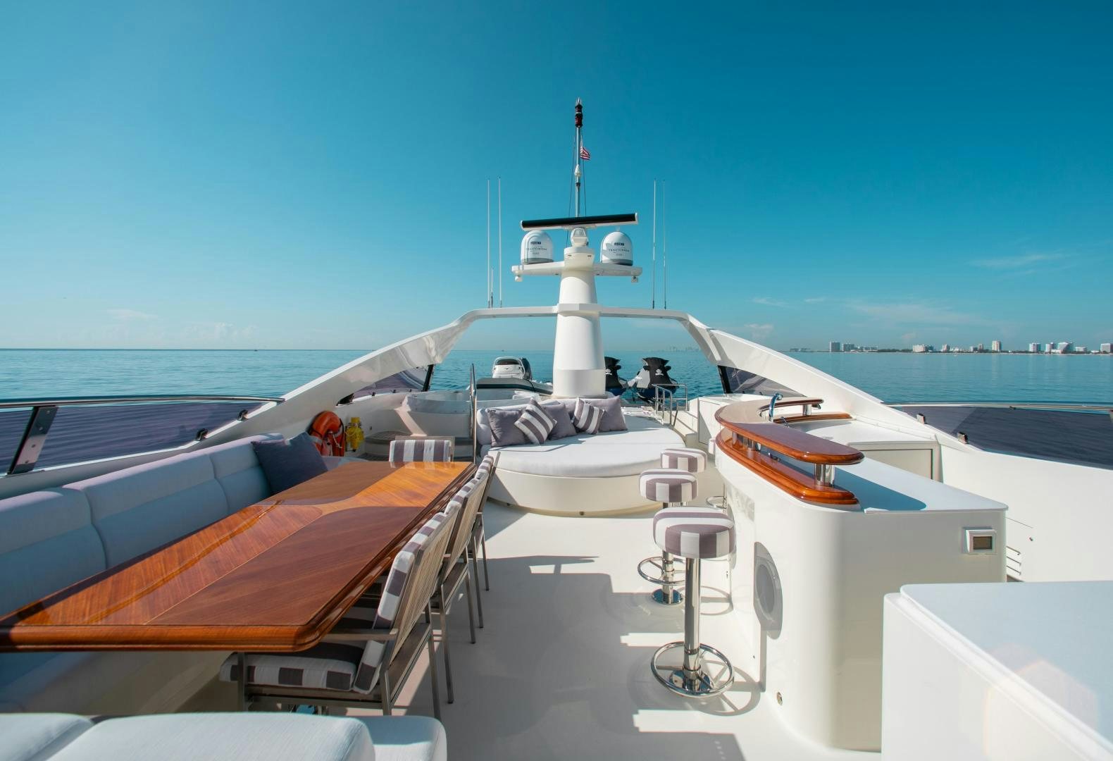 a large ship with a tower aboard BLACKSHEEP Yacht for Sale
