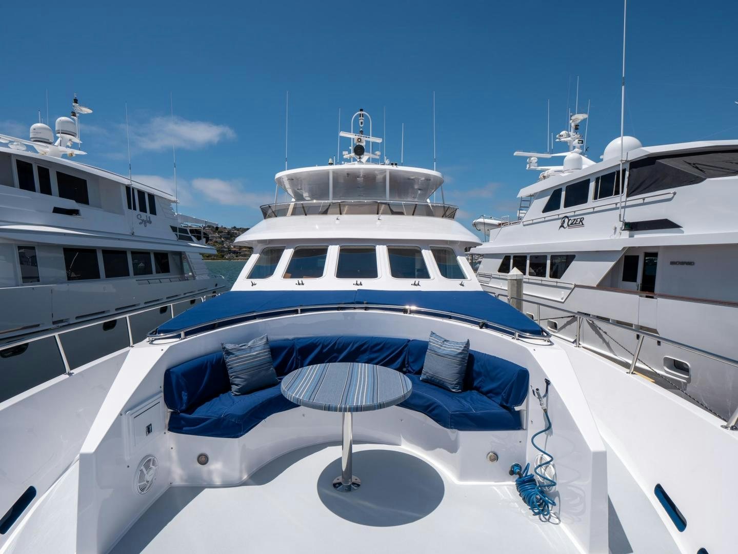 a group of boats in a harbor aboard LONE WOLF Yacht for Sale