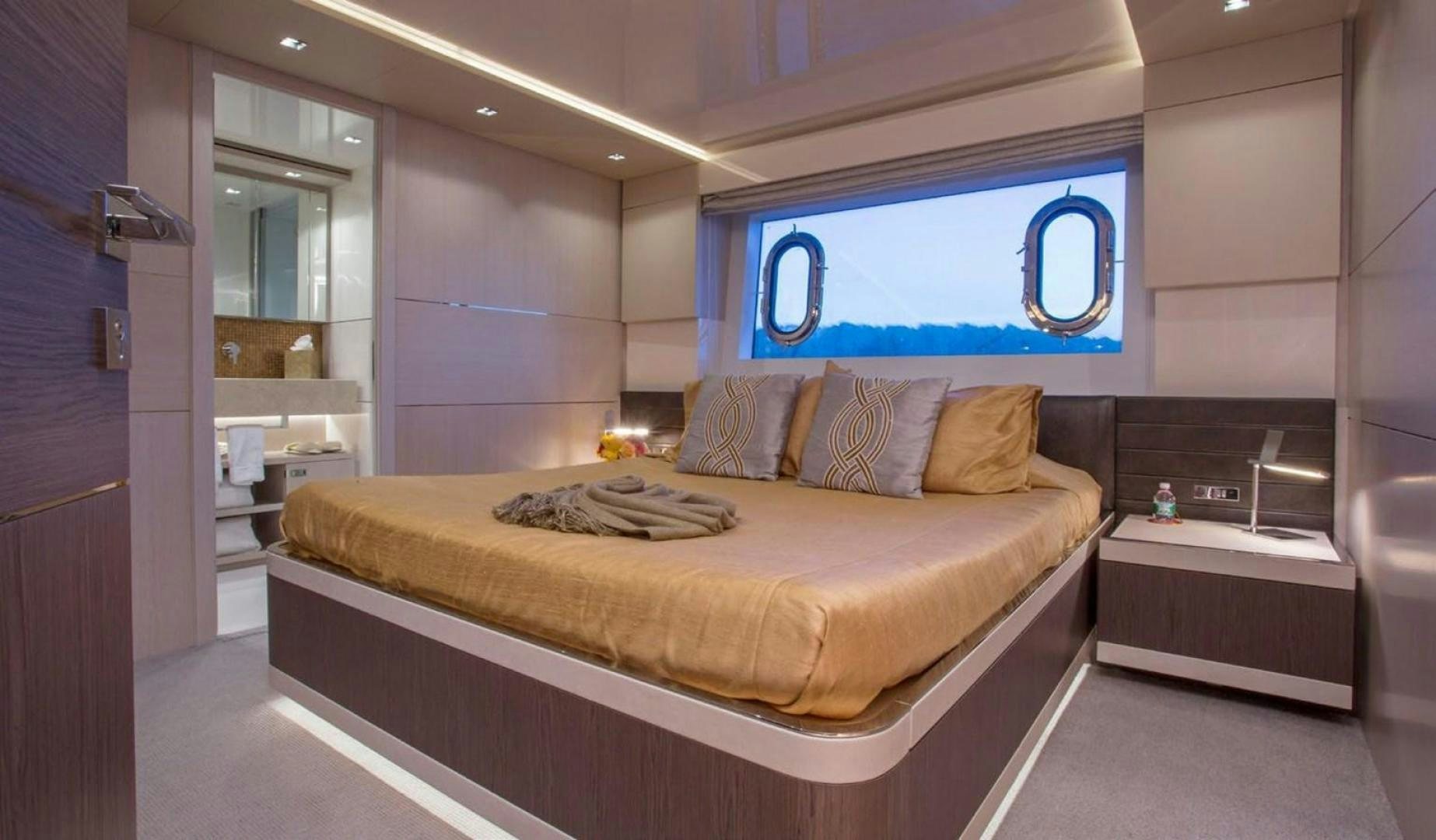 a bed in a room aboard ALANDREA Yacht for Sale