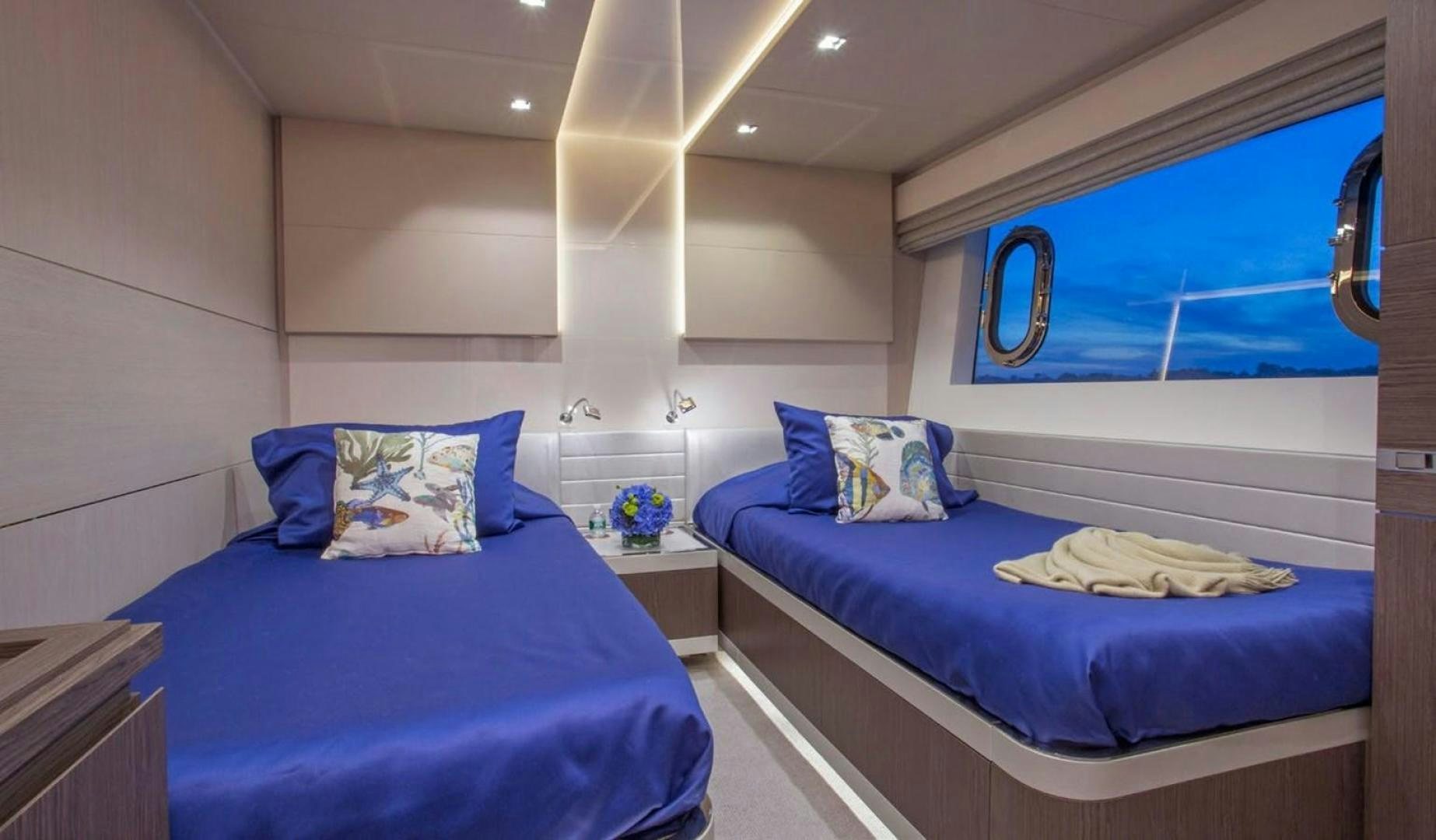 a couple of beds in a room aboard ALANDREA Yacht for Sale