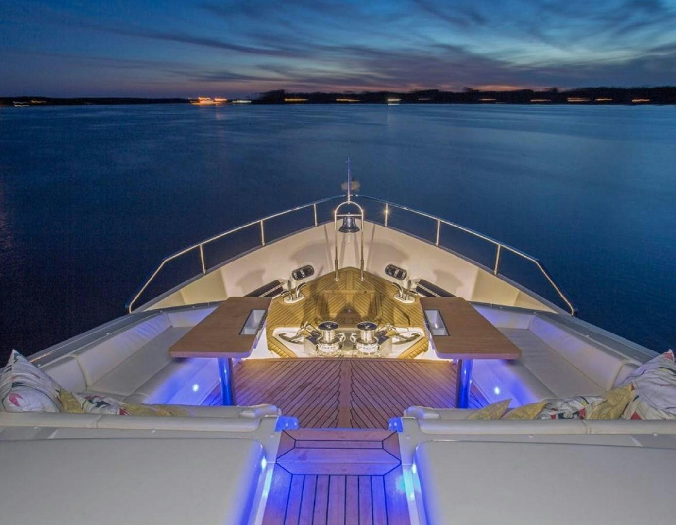 a view of a building from the upper level of a boat aboard ALANDREA Yacht for Sale