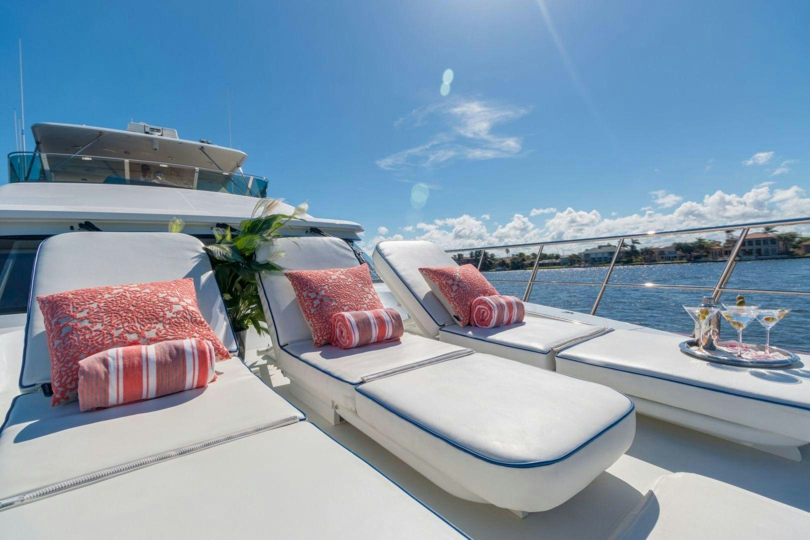 a group of pillows on a boat aboard WINDWARD Yacht for Sale