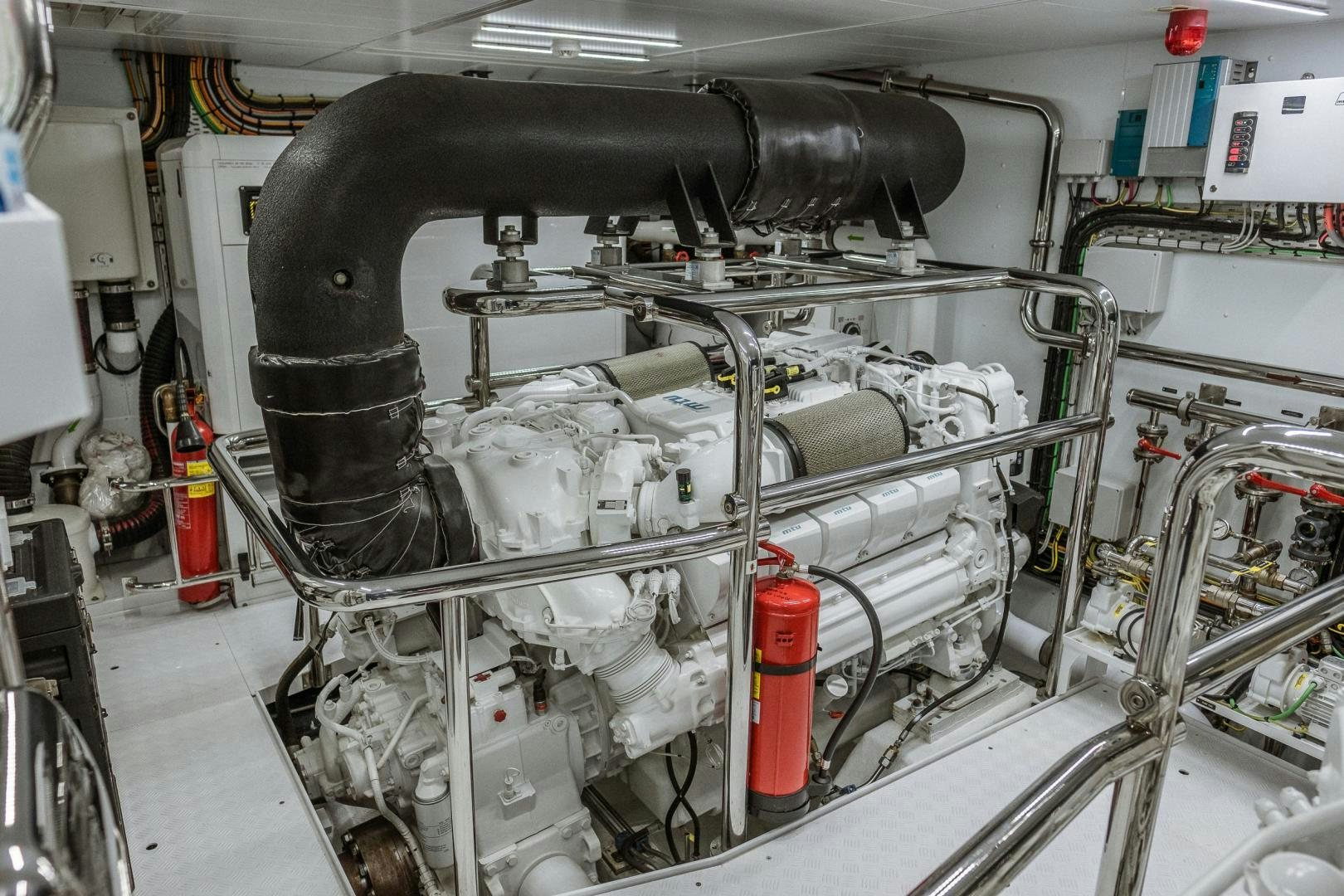 a machine with a large metal pipe aboard AKAR XIII Yacht for Sale