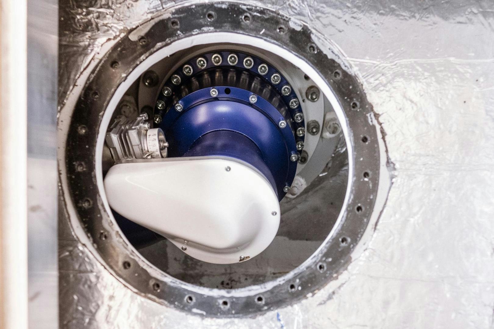 a metal circular object with a blue circle in the middle aboard AKAR XIII Yacht for Sale