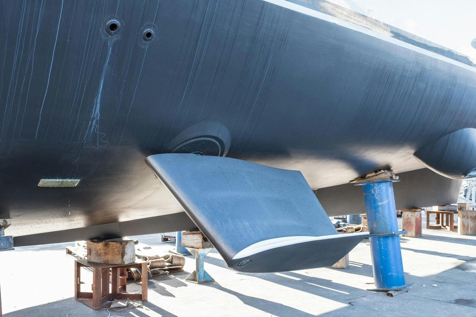 a large metal structure with a blue structure aboard AKAR XIII Yacht for Sale