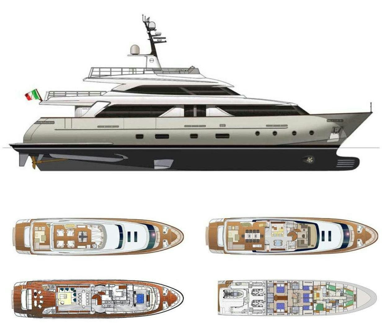 engineering drawing aboard AKAR XIII Yacht for Sale
