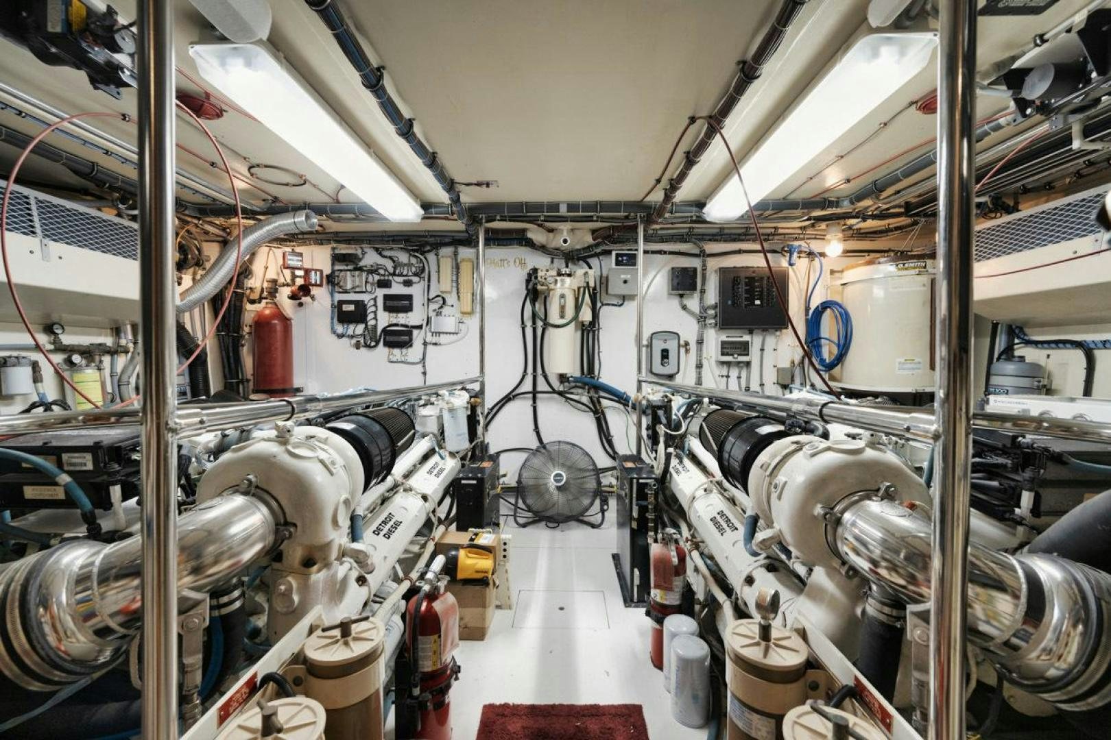 a large machine in a factory aboard HATT'S OFF Yacht for Sale