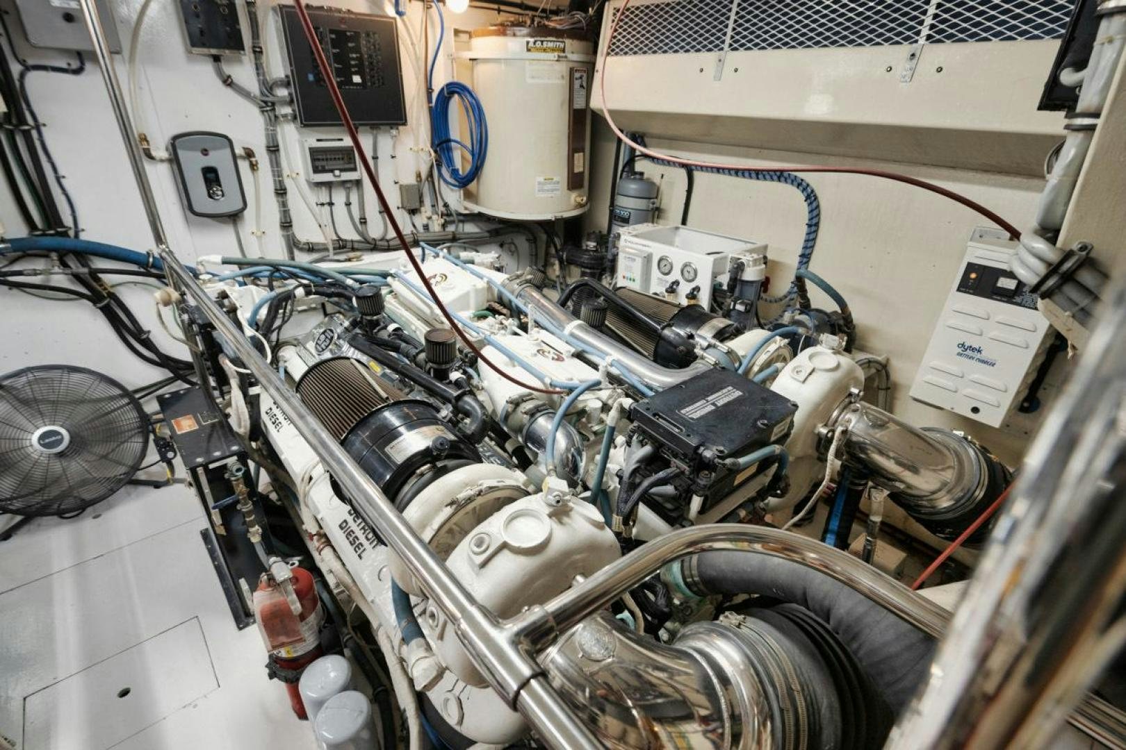 a machine with wires and tubes aboard HATT'S OFF Yacht for Sale