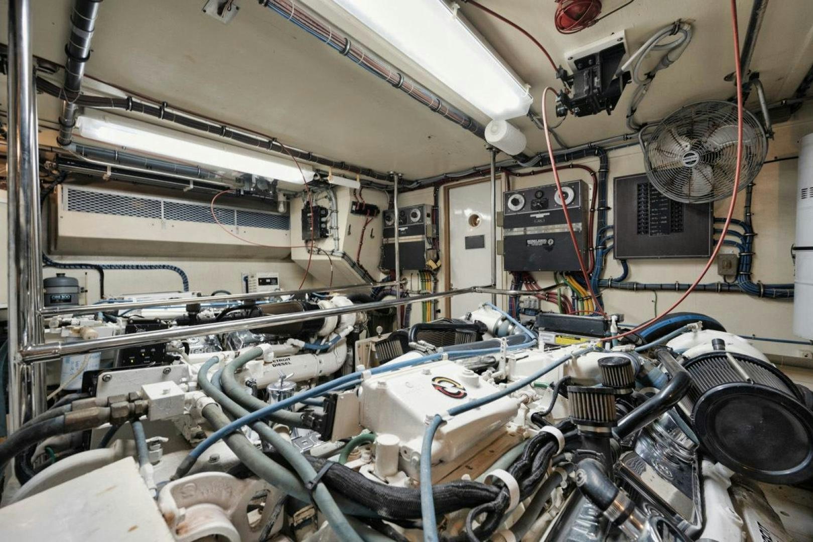 a large room with machinery aboard HATT'S OFF Yacht for Sale