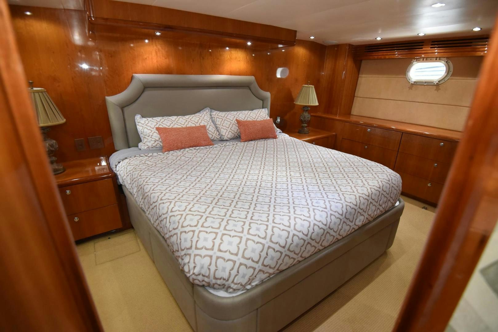 a bed in a room aboard SALSA Yacht for Sale