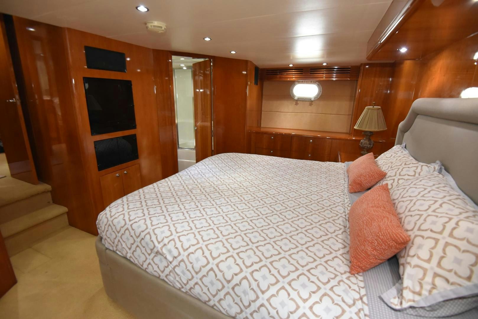 a bed in a room aboard SALSA Yacht for Sale