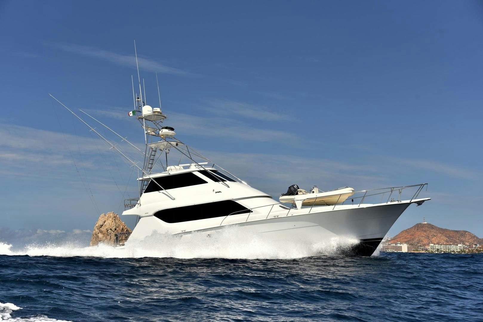 a white yacht in the water aboard SALSA Yacht for Sale