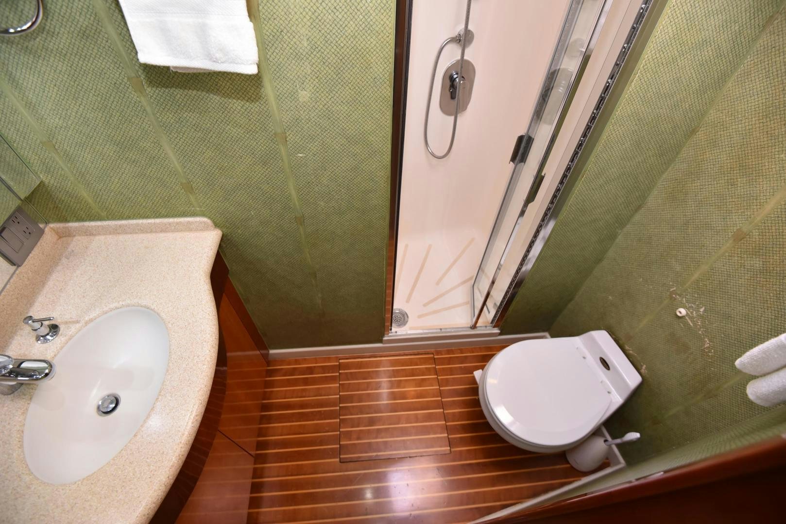 a bathroom with a sink and toilet aboard SALSA Yacht for Sale